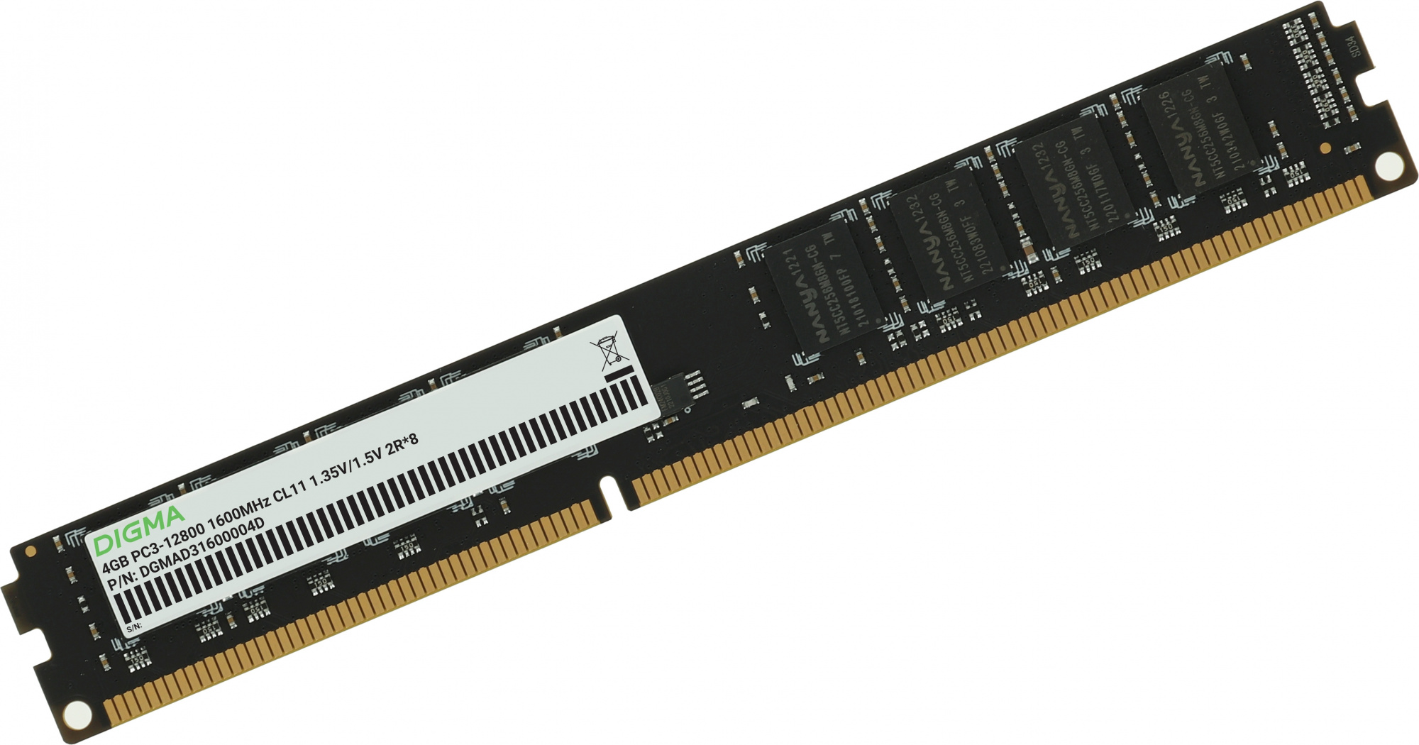 Память DDR3 4Gb 1600MHz Digma DGMAD31600004D RTL PC3-12800 CL11 DIMM 240-pin 1.5В dual rank Ret