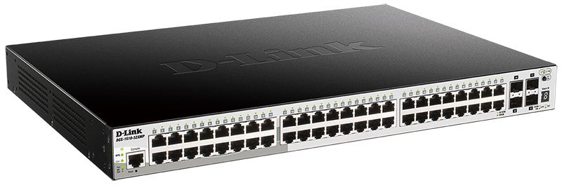 Коммутатор D-Link DGS-1510-52XMP/A1A 48x1Гбит/с 4SFP+ 48PoE 370W управляемый