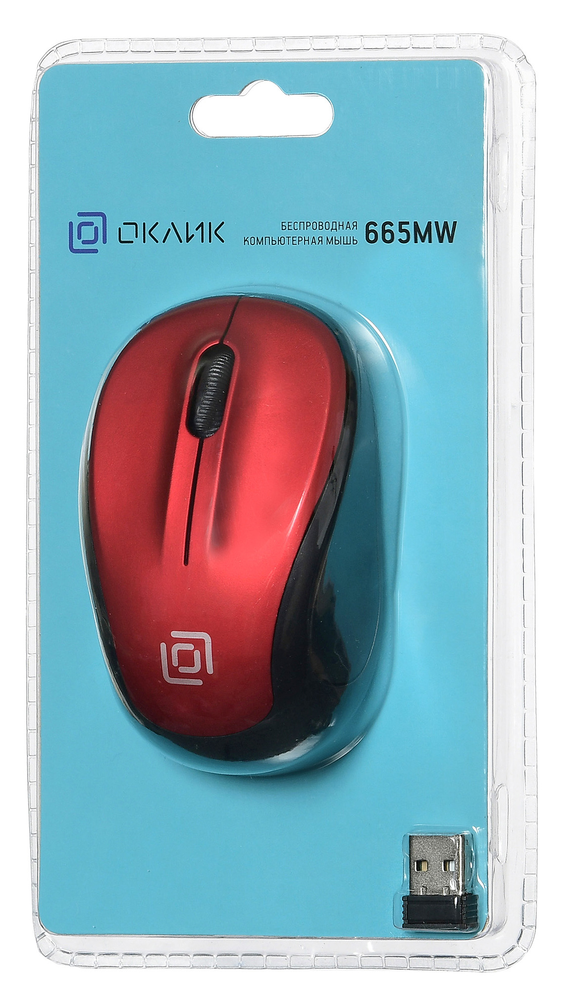 Мышь Оклик 665MW черный/красный оптическая (1600dpi) беспроводная USB для ноутбука (3but)