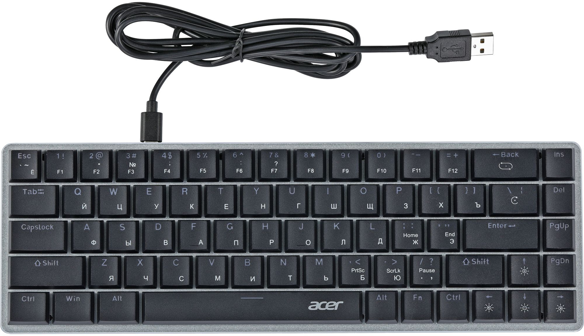 Клавиатура Acer OKW302 механическая серебристый USB for gamer LED (ZL.KBDCC.01C)