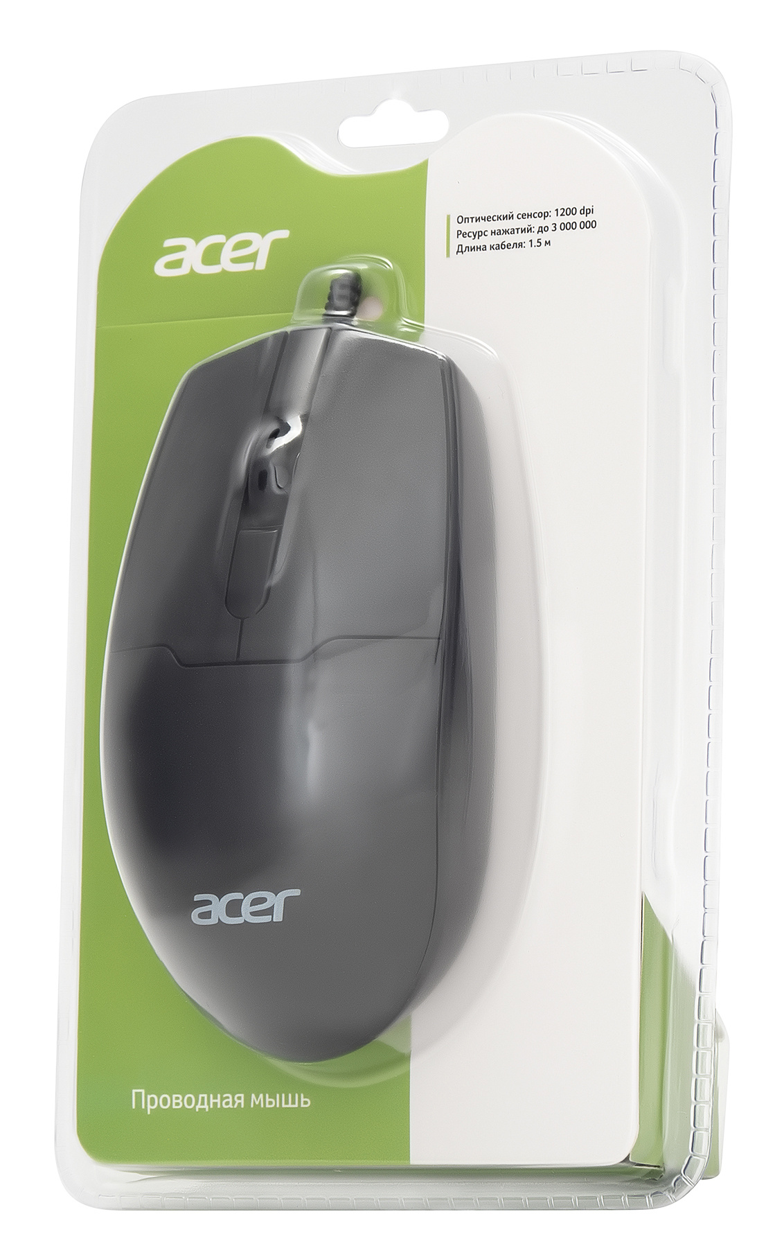 Мышь Acer OMW126 черный оптическая (1000dpi) USB (2but)