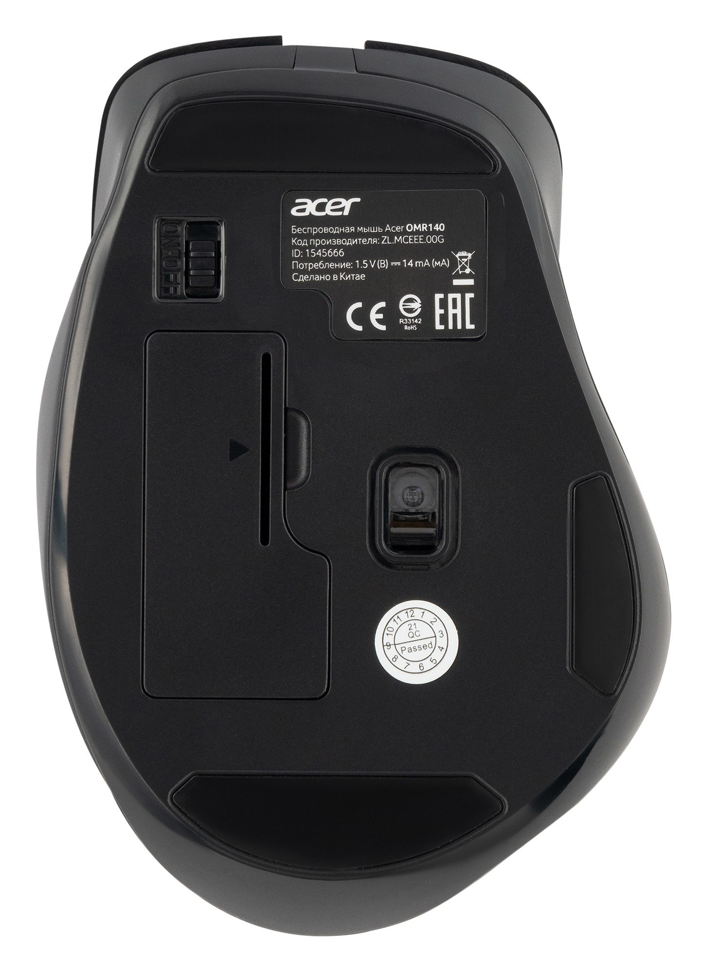 Мышь Acer OMR140 черный оптическая (1600dpi) беспроводная USB (6but)