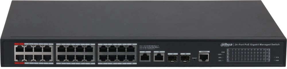 Коммутатор Dahua DH-S4228-24GT-360 (L2) 28x1Гбит/с 2SFP 24PoE 360W управляемый