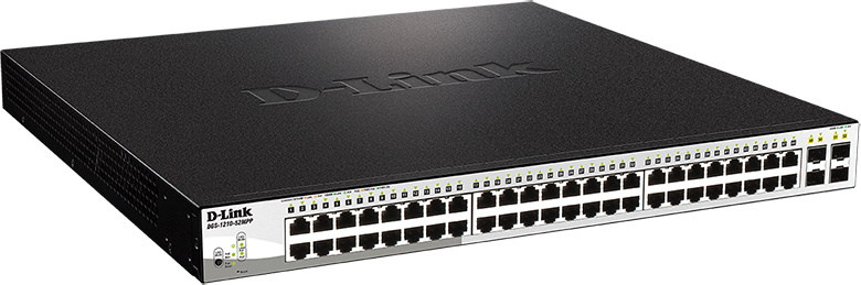 Коммутатор D-Link DGS-1210-52MPP/E2A (L2) 48x1Гбит/с 4SFP 48PoE 740W управляемый