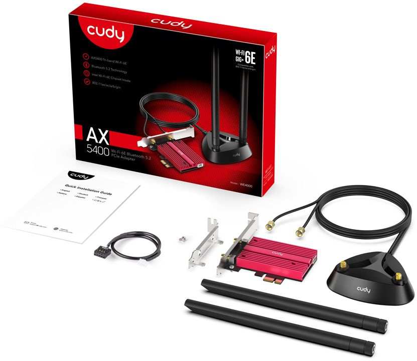 Сетевой адаптер Wi-Fi + Bluetooth Cudy WE4000 АХ5400 PCI Express (ант.внеш.съем) 1ант.