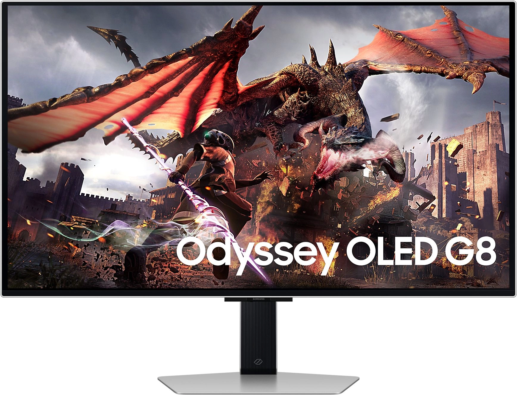 Монитор Samsung 32" Odyssey OLED G8 LS32DG800SIXCI серебристый OLED LED 16:9 HDMI M/M TV матовая HAS Piv 250cd 178гр/178гр 3840x2160 240Hz FreeSync Premium Pro DP 4K USB 8.4кг