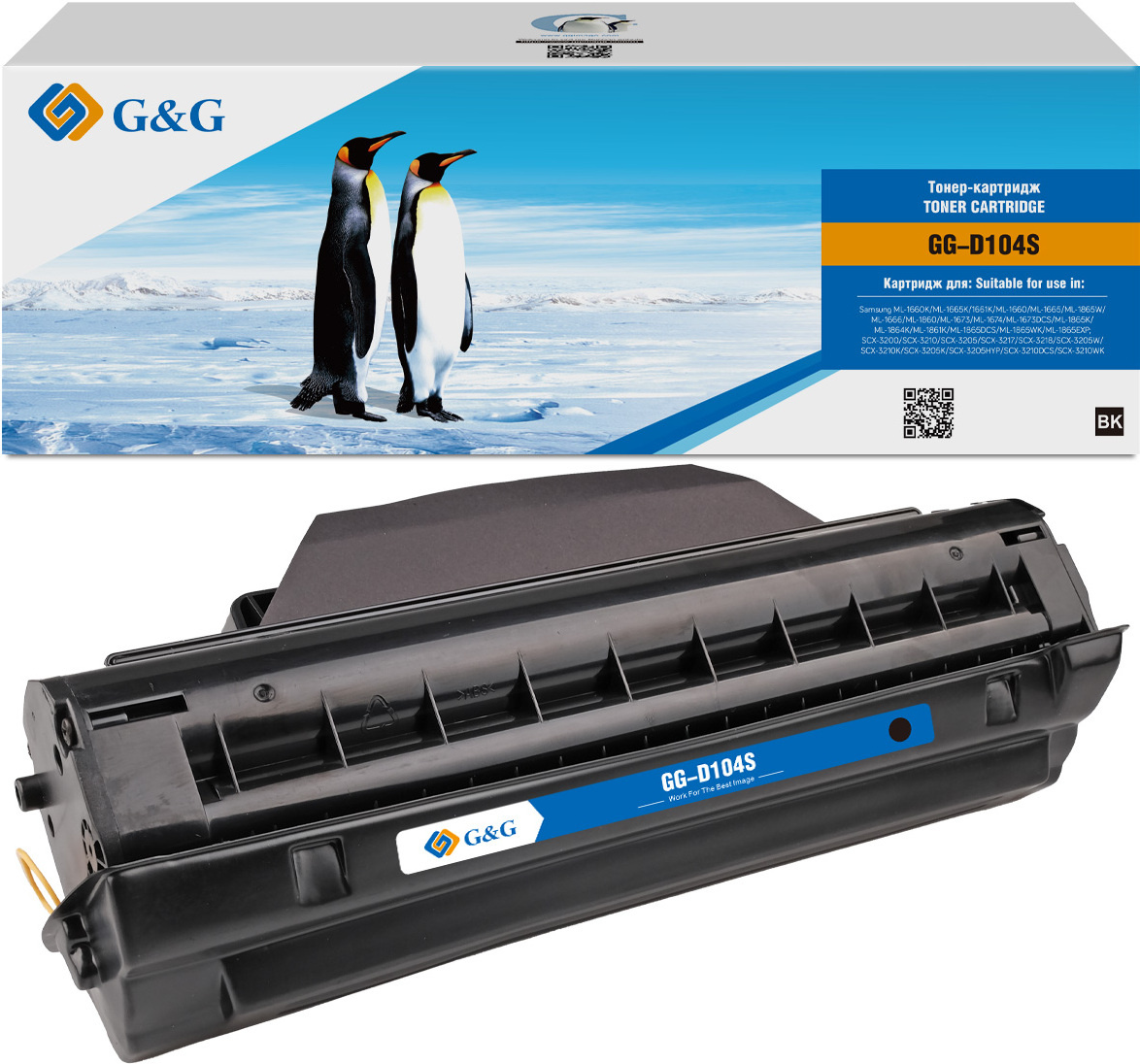 Картридж лазерный G&G GG-D104S черный (1500стр.) для Samsung ML-1660K, ML-1665K, 1661K, ML-1660, ML-1665, ML-1865W, ML-1666, ML-1860, ML-1673, ML-1674, ML-1673DCS, ML-1865K, ML-1864K, ML-1861K, ML-1865DCS, ML-1865WK, ML-1865EXP, SCX-3200, SCX-3210, SCX-32