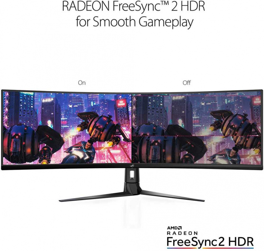 Монитор Asus 49" ROG Strix XG49VQ черный VA LED 32:9 HDMI M/M матовая HAS Piv 450cd 3840x1080 144Hz FreeSync 2 DP FHD USB 12.2кг