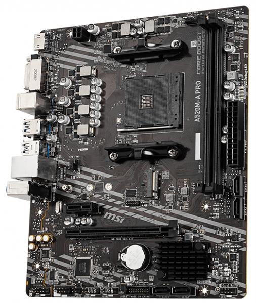 Материнская плата MSI A520M-A PRO Soc-AM4 AMD A520 2xDDR4 mATX AC`97 8ch(7.1) GbLAN RAID+DVI+HDMI