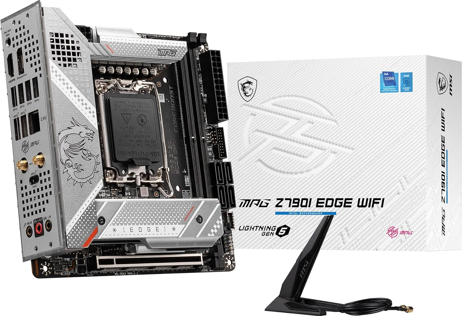 Материнская плата MSI MPG Z790I EDGE WIFI Soc-1700 Intel Z790 2xDDR5 mini-ITX AC`97 8ch(7.1) 2.5Gg RAID+HDMI+DP