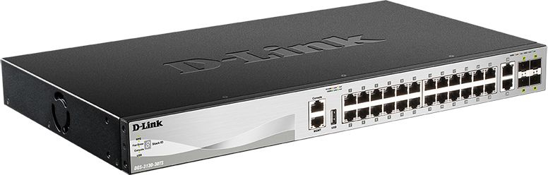 Коммутатор D-Link DGS-3130-30TS/B1A (L3) 24x1Гбит/с 2x10Гбит/с 4xКомбо(10GBase-T/SFP+) 4SFP+ управляемый