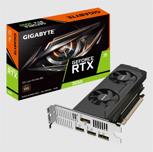 Видеокарта Gigabyte PCI-E 4.0 GV-N3050OC-6GL NVIDIA GeForce RTX 3050 6Gb 96bit GDDR6 1477/14000 HDMIx2 DPx2 HDCP Ret low profile