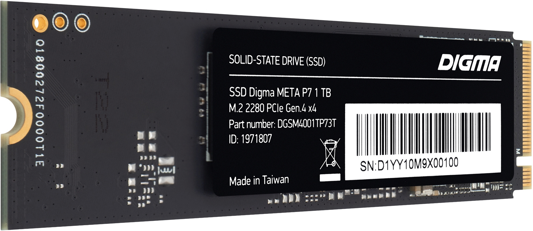 Накопитель SSD Digma PCIe 4.0 x4 1TB DGSM4001TP73T Meta P7 M.2 2280