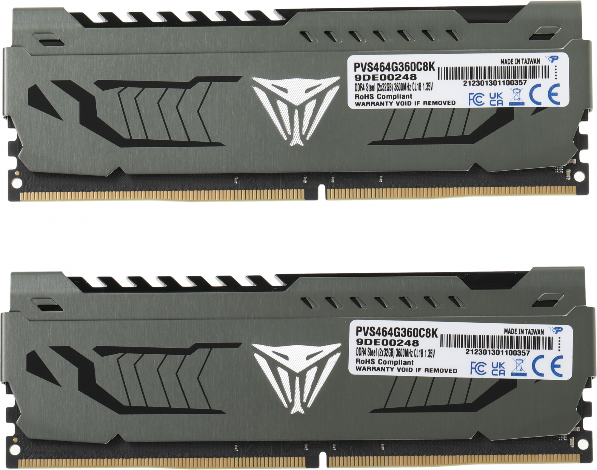 Память DDR4 2x32Gb 3600MHz Patriot PVS464G360C8K Viper Steel RTL Gaming PC4-28800 CL18 DIMM 288-pin 1.35В dual rank с радиатором Ret