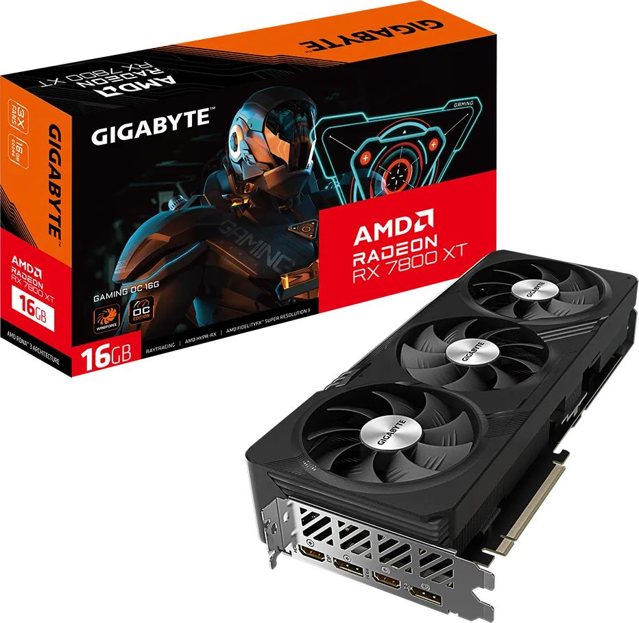 Видеокарта Gigabyte PCI-E 4.0 GV-R78XTGAMING OC-16GD AMD Radeon RX 7800XT 16Gb 256bit GDDR6 2254/19500 HDMIx2 DPx2 HDCP Ret