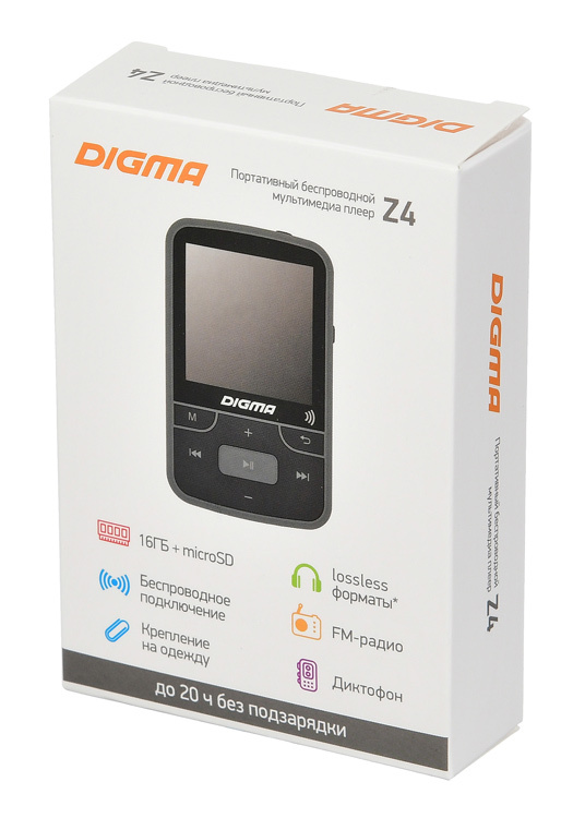 Плеер Hi-Fi Flash Digma Z4 BT 16Gb черный/1.5"/FM/microSDHC/clip