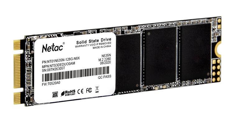 Твердотельный накопитель Netac N535N M.2 2280 SATAIII 3D NAND SSD 128GB, R/W up to 510/440MB/s 3Y