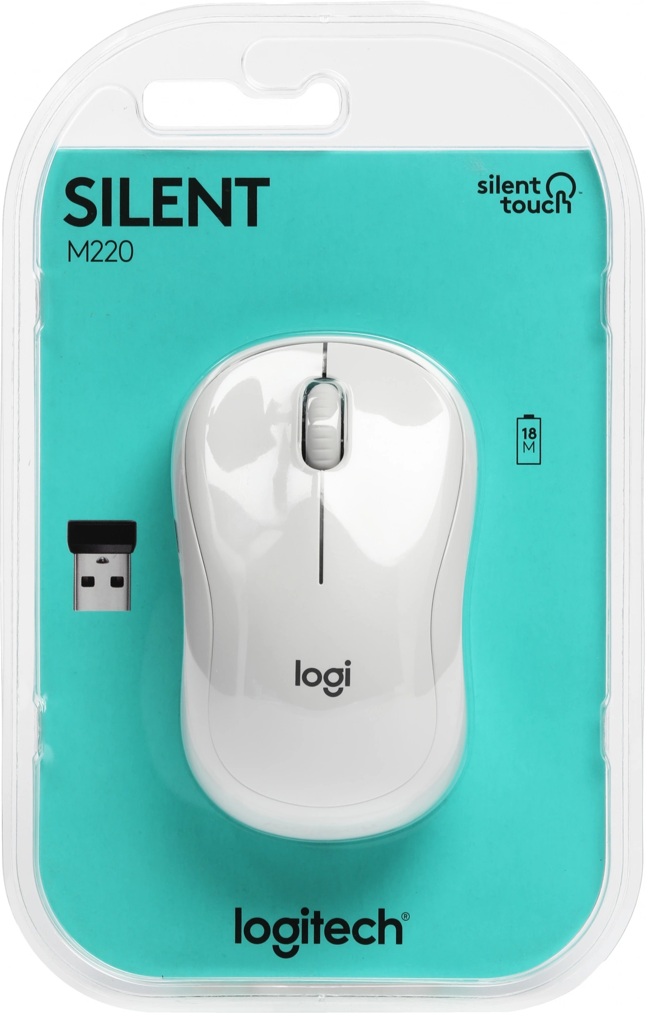 Мышь беспроводная Logitech M220 Silent White (910-006128) белая, оптическая, 1000dpi, 2.4 GHz, USB-ресивер, бесшумная