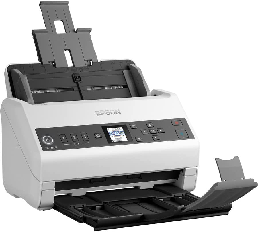 Сканер планшетный/протяжный Epson WorkForce DS-730N (B11B259401/B11B259502) A4 белый