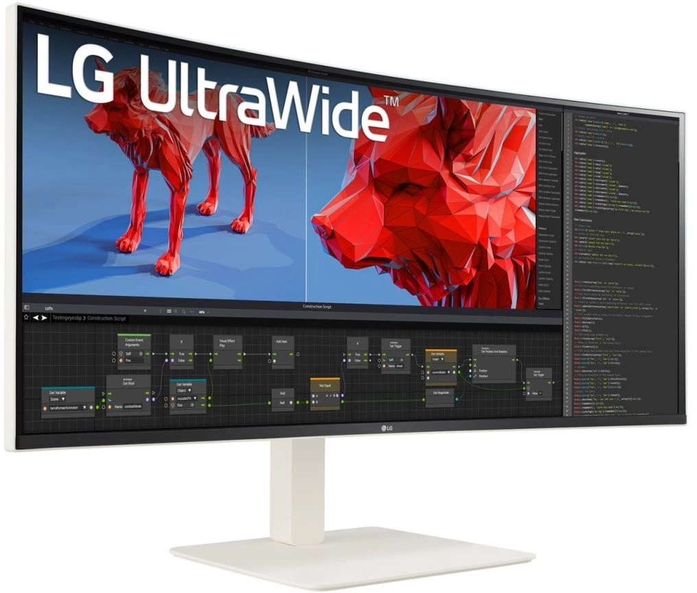 Монитор LG 38" UltraWide 38WR85QC-W белый NANO IPS LED 21:9 HDMI M/M матовая HAS Piv 600cd 178гр/178гр 3840x1600 144Hz FreeSync Premium Pro DP WQ+ USB 10.5кг