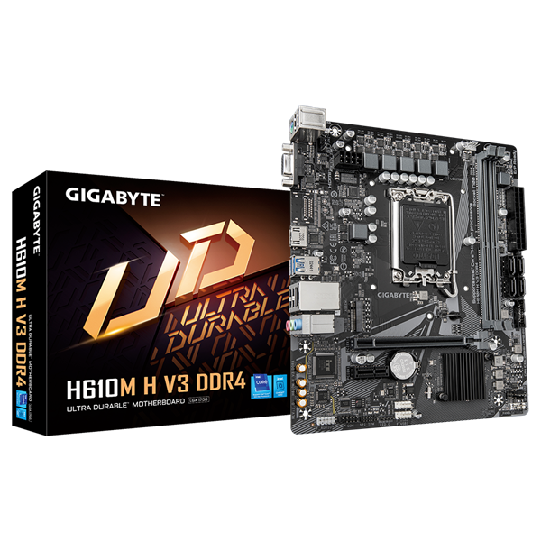 Материнская плата Gigabyte H610M H V3 DDR4 Soc-1700 Intel H610 2xDDR4 mATX AC`97 8ch(7.1) GbLAN+VGA+HDMI