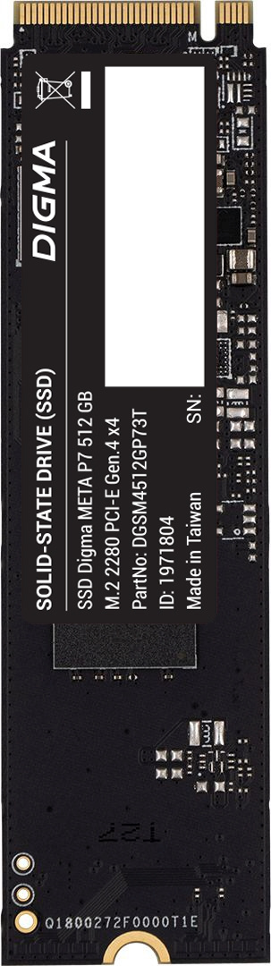 Накопитель SSD Digma PCIe 4.0 x4 512GB DGSM4512GP73T Meta P7 M.2 2280