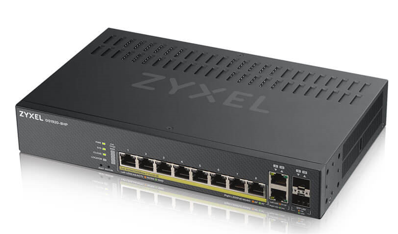 Коммутатор Zyxel GS1920-8HPV2-EU0101F (L2) 8x1Гбит/с 2xКомбо(1000BASE-T/SFP) 8PoE+ 130W управляемый