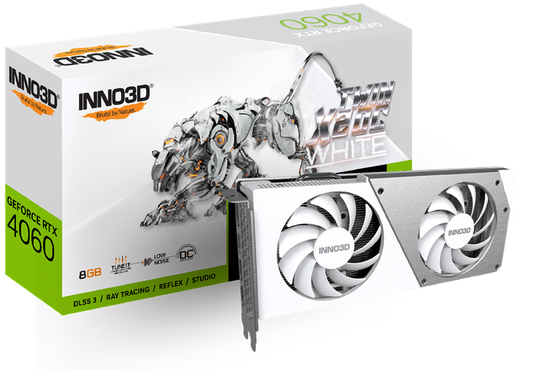 Видеокарта INNO3D RTX 4060 Twin X2 OC WHITE//RTX4060, HDMI, DP*3, 8G,D6