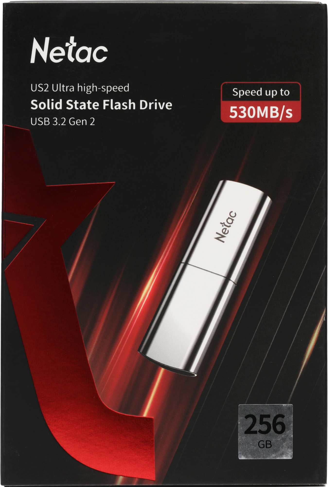 Носитель информации Netac US2 256GB USB3.2 Solid State Flash Drive, up to 530MB/450MB/s