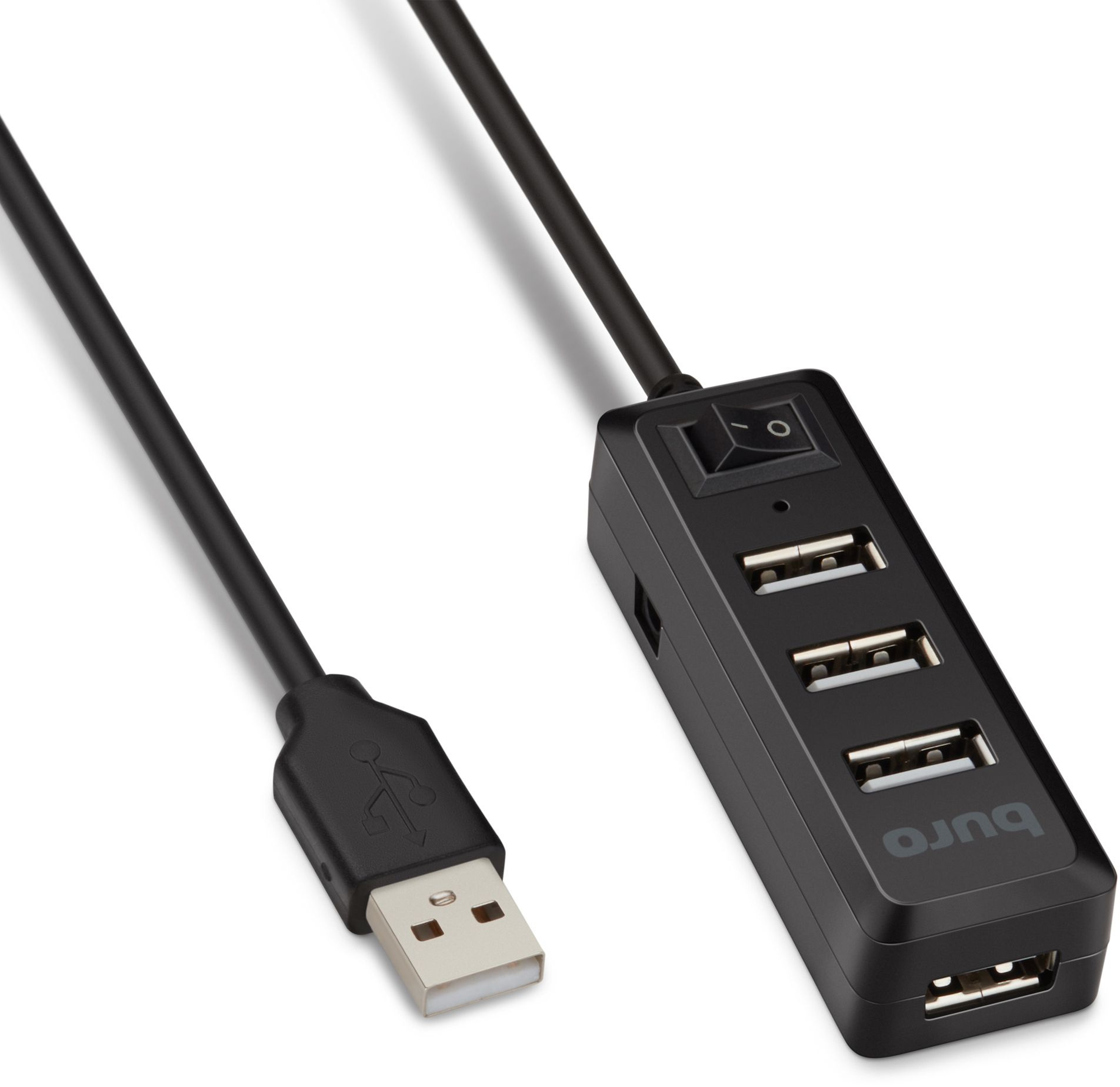 Разветвитель USB 2.0 Buro BU-HUB4-0.5L-U2.0 4порт. черный