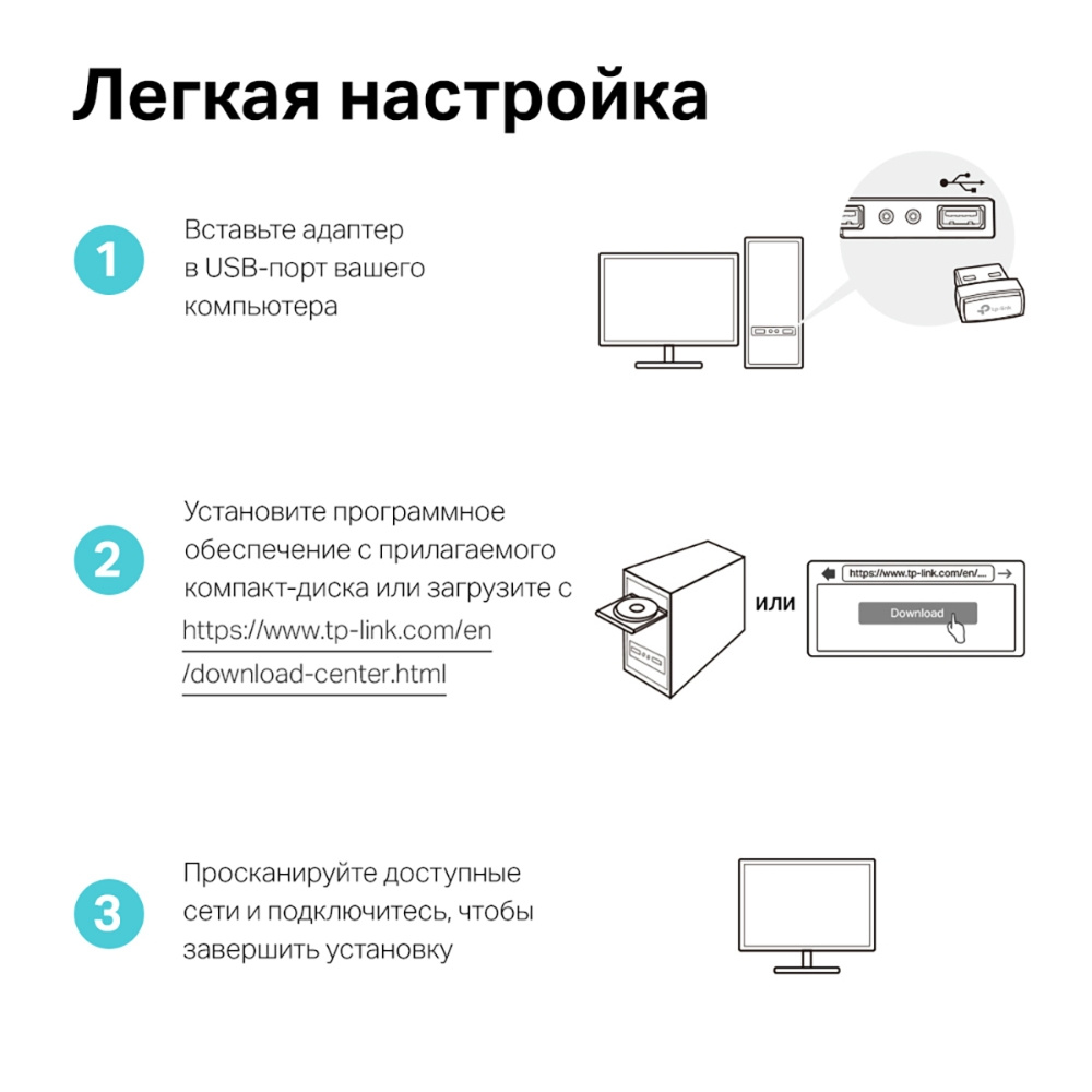 Сетевой адаптер Wi-Fi TP-Link ARCHER T3U NANO AC1300 USB 2.0