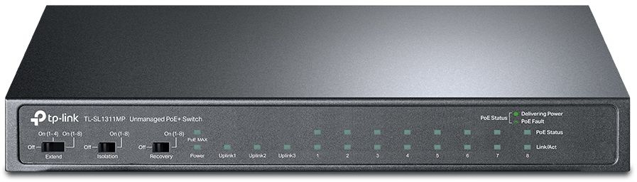 Коммутатор TP-Link TL-SL1311MP 8x100Мбит/с 2x1Гбит/с 1SFP 8PoE+ 124W неуправляемый