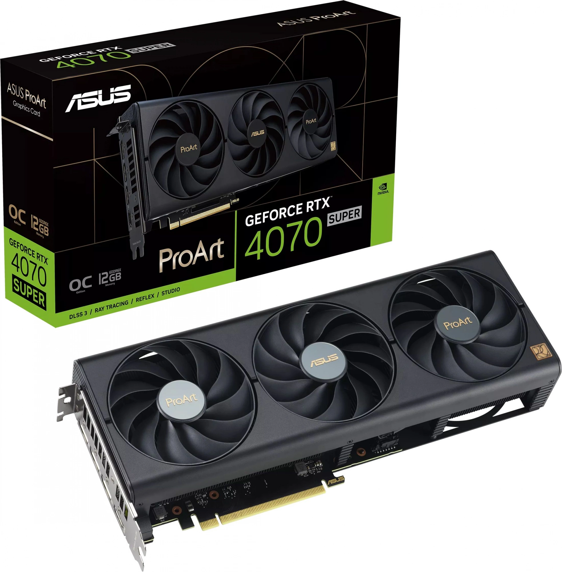 Видеокарта Asus PCI-E 4.0 PROART-RTX4070S-O12G NVIDIA GeForce RTX 4070 Super 12Gb 192bit GDDR6X 2535/21000 HDMIx1 DPx3 HDCP Ret