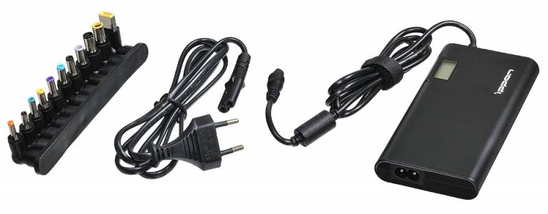 Блок питания Ippon SD90U автоматический 90W 15V-19.5V 11-connectors 4.5A 1xUSB 2.1A от бытовой электросети LСD индикатор