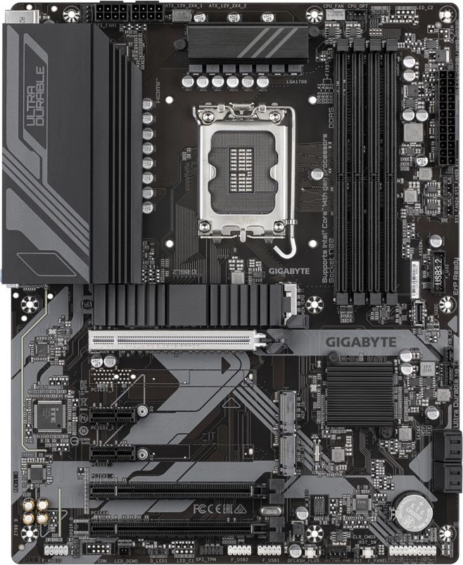 Материнская плата GIGABYTE Z790 D, LGA1700, Z790, 4*DDR5, 4*SATA, 3*M.2, 5*USB 3.2, 2*USB 2.0, Type-C, 3*PCIx16, 2*PCIx1, HDMI+DP, ATX