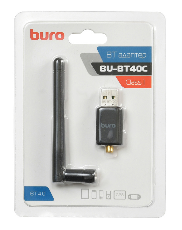 Адаптер USB Buro BU-BT40С BT4.0+EDR class 1 100м черный