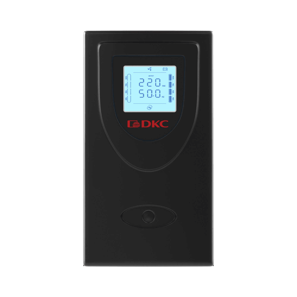 Линейно-интерактивный ИБП ДКС серии Info LCD, 2000 ВА/1200 Вт, 1/1, 2xIEC C13, 2xSchuko, USB + RJ45, LCD, 2x9Aч