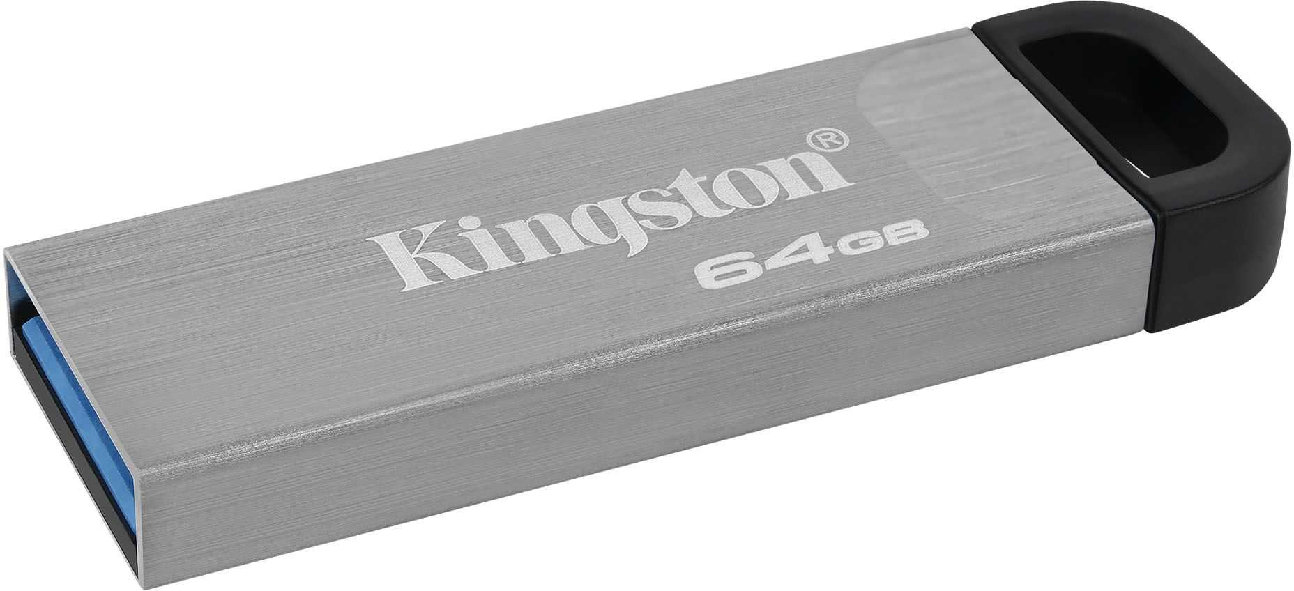 Флеш Диск Kingston 64Gb DataTraveler Kyson DTKN/64GB USB3.1 серебристый/черный