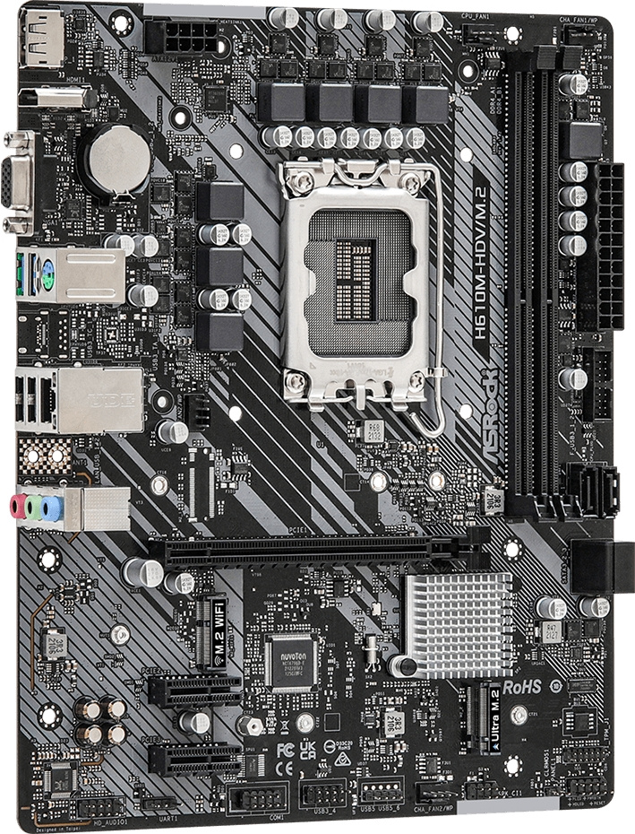 Материнская плата Asrock H610M-H2/M.2 D5 Soc-1700 Intel H610 2xDDR5 mATX AC`97 8ch(7.1) GbLAN+HDMI