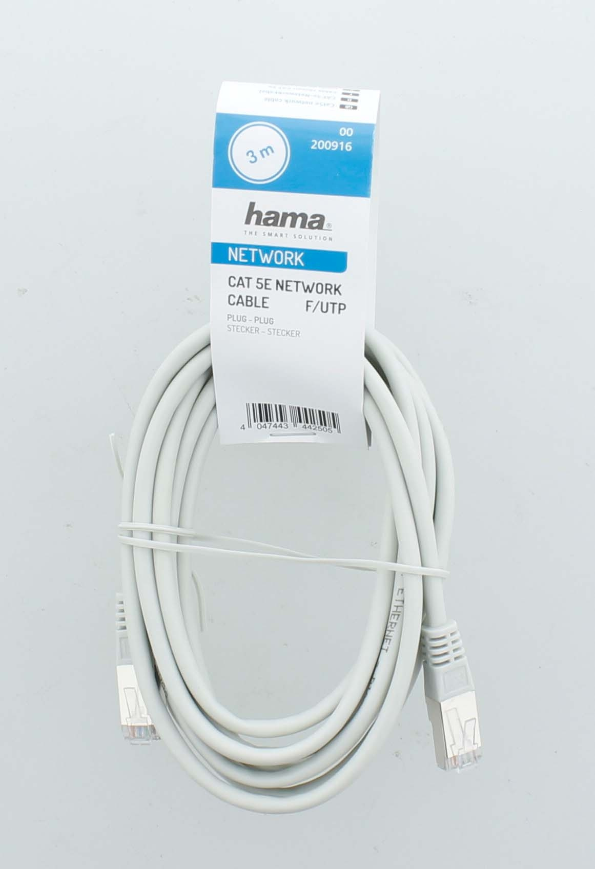 Кабель Hama H-200916 RJ-45 (f) RJ-45 (m) 3м (00200916) серый