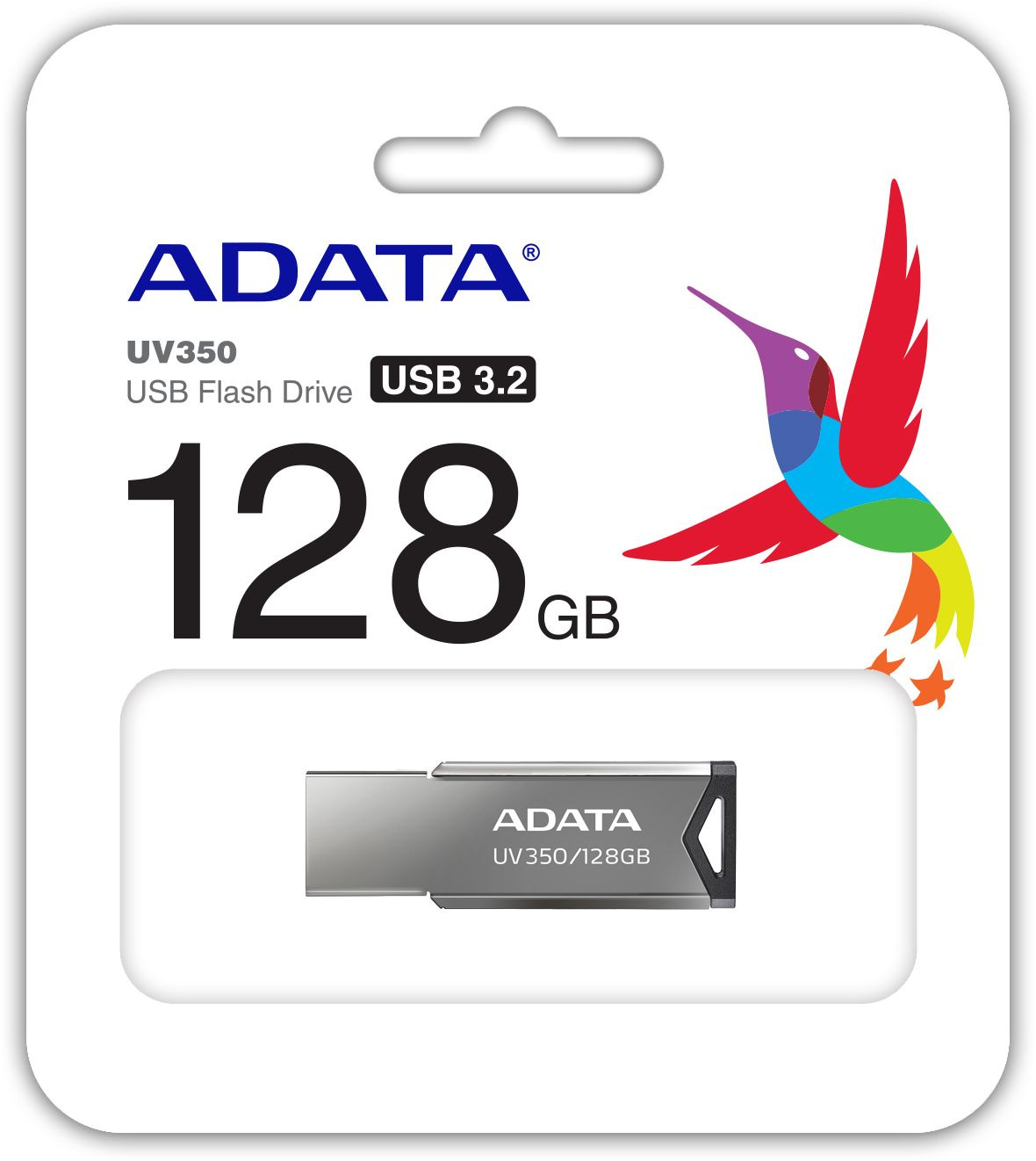 Флеш Диск A-Data 128Gb UV350 AUV350-128G-RBK USB3.0 серебристый