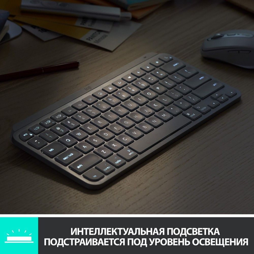 Клавиатура Logitech MX Keys Mini серебристый/белый USB беспроводная BT/Radio LED (920-010502)