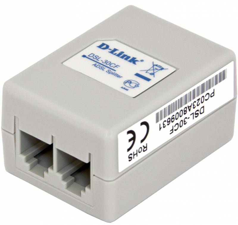 Сплиттер DialUp D-Link DSL-30CF/RS RJ-11 Annex A/L/M внешний белый