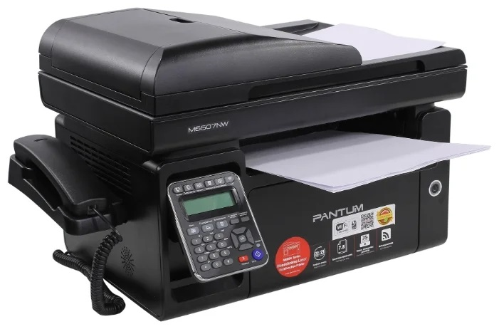 Лазерное многофункциональное устройство Pantum M6607NW, P/C/S/F (with handset), Mono laser, А4, 22 ppm (max 20000 p/mon), 600 MHz, 1200x1200 dpi, 256 MB RAM, ADF35, paper tray 150 pages, USB, LAN, WiFi, (незначительное повреждение коробки)