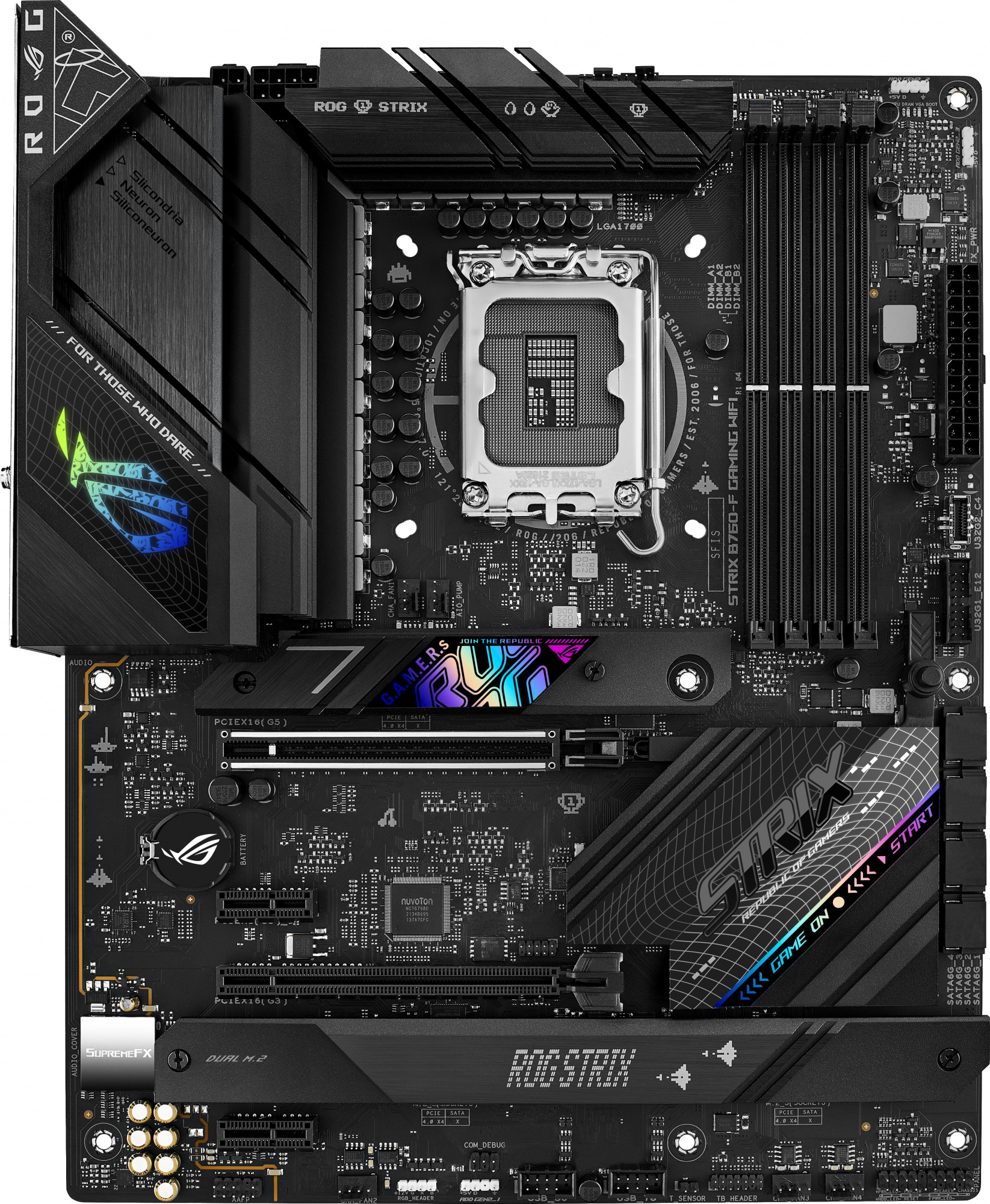 Материнская плата Asus ROG STRIX B760-F GAMING WIFI Soc-1700 Intel B760 4xDDR5 ATX AC`97 8ch(7.1) 2.5Gg RAID+HDMI+DP