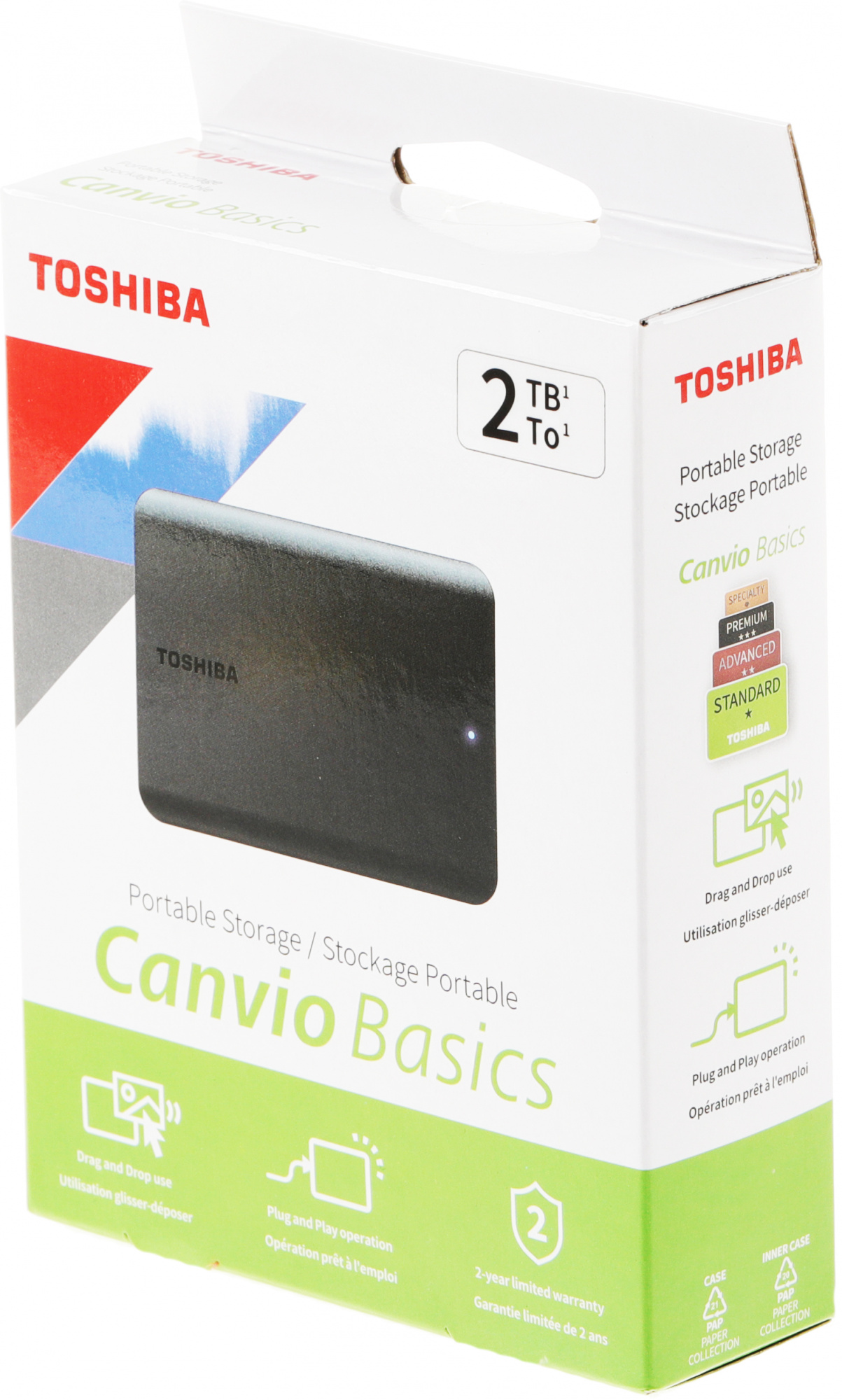 Жесткий диск Toshiba USB 3.0 2Tb HDTB520EK3AA Canvio Basics 2.5" черный