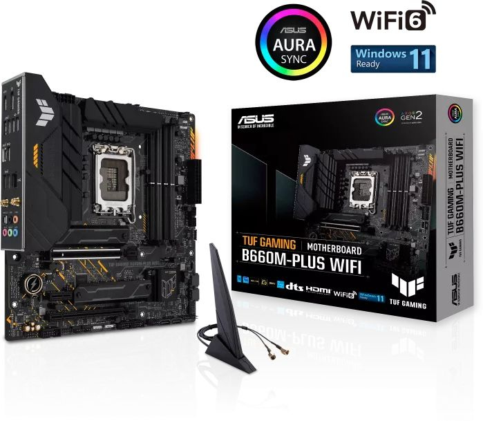 Материнская плата Asus TUF GAMING B660M-PLUS WIFI Soc-1700 Intel B660 4xDDR5 mATX AC`97 8ch(7.1) 2.5Gg RAID+HDMI+DP