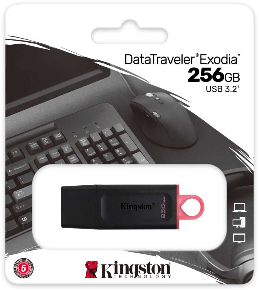 Флеш Диск Kingston 256Gb DataTraveler Exodia DTX/256GB USB3.0 черный/красный