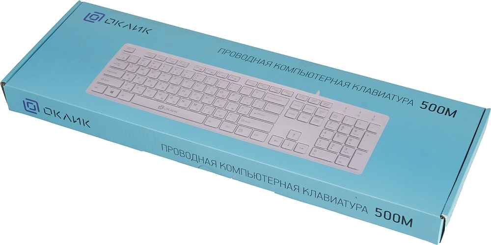 Клавиатура Оклик 500M белый USB slim Multimedia