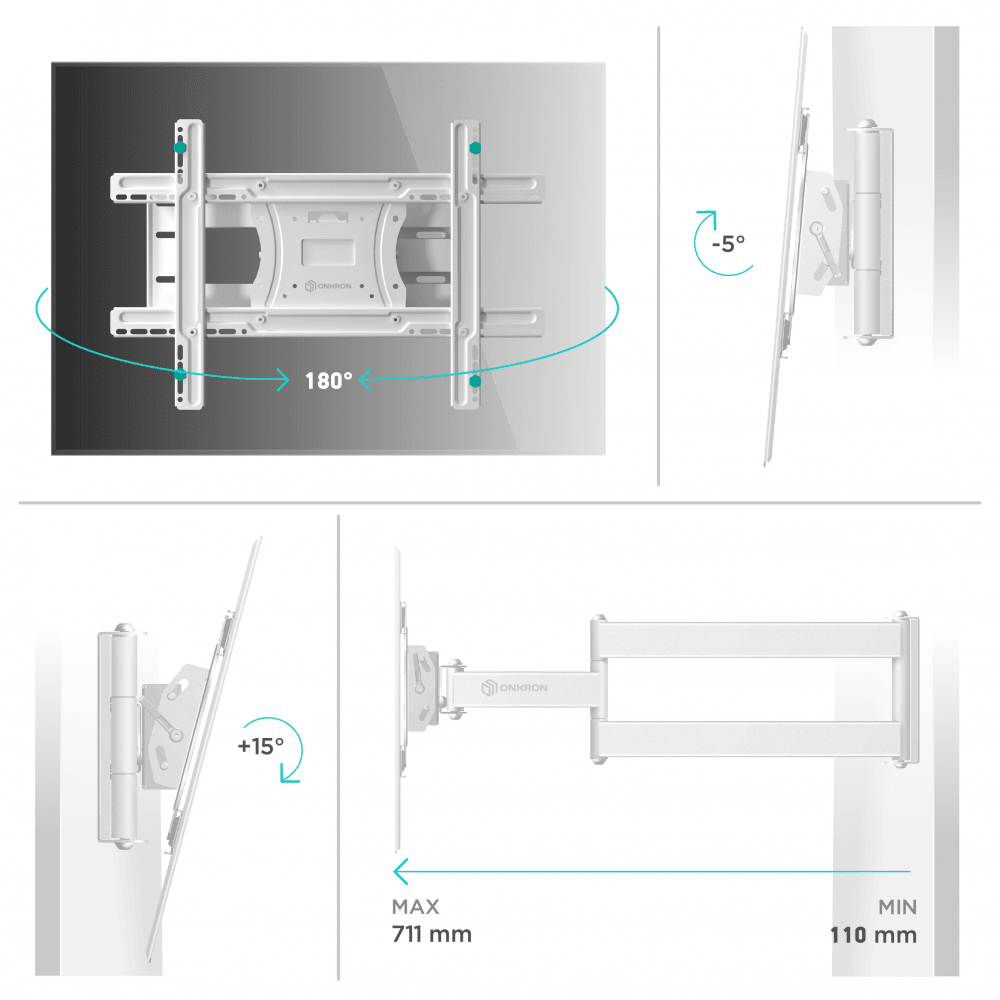 Наклонно-поворотный кронштейн ONKRON M7Lбелый